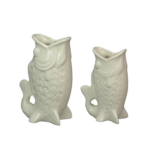 White fish decorative vases - decorative,